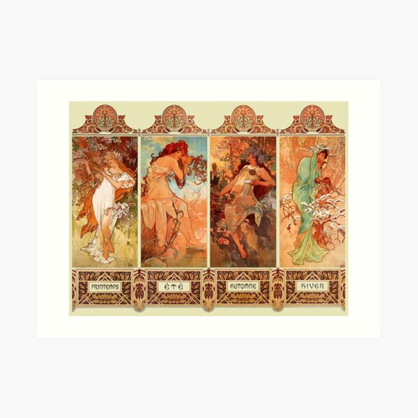 Alphonse Mucha Four Seasons Art Nouveau Art Print