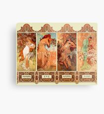 Alphonse Mucha Four Seasons Art Nouveau Metal Print