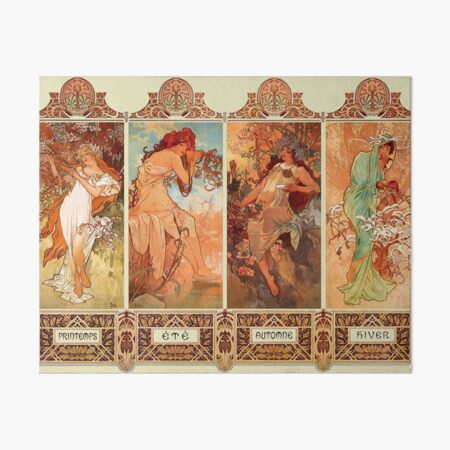 Alphonse Mucha Four Seasons Art Nouveau Art Board Print