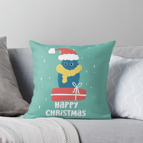 Happy Christmas - Owls Greetings collection - GBRY Throw Pillow