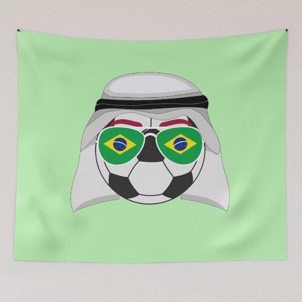Item preview, Brazil Flag inside Sunglasses on a Soccer ball Wearing a Keffiyeh designed and sold by Dexter Freeman.