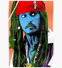 Captain Jack Sparrow Andy Warhol style Poster, Pop Art Big Digital Poster Portrait. Poster