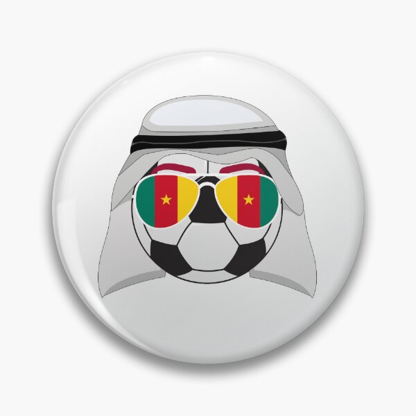 Artikelvorschau, Kamerun-Flagge innen Sonnenbrille auf einem Fußball, der ein Keffiyeh trägt entworfen und verkauft von Dexter Freeman.