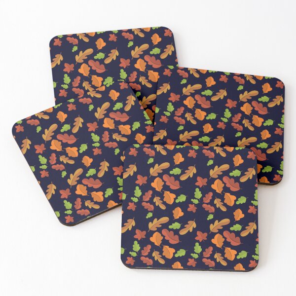Item preview, Fall leaves pattern on midnight blue background designed and sold by DesignsByMadiha.