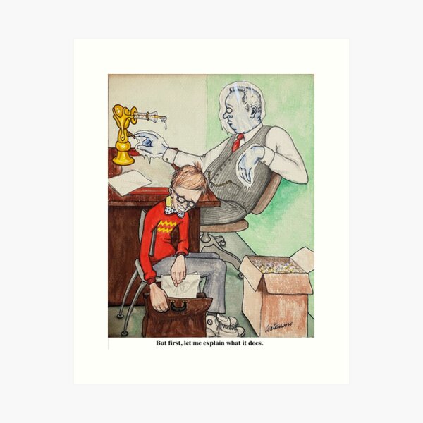 Water Color Cartoon with Caption Art Print