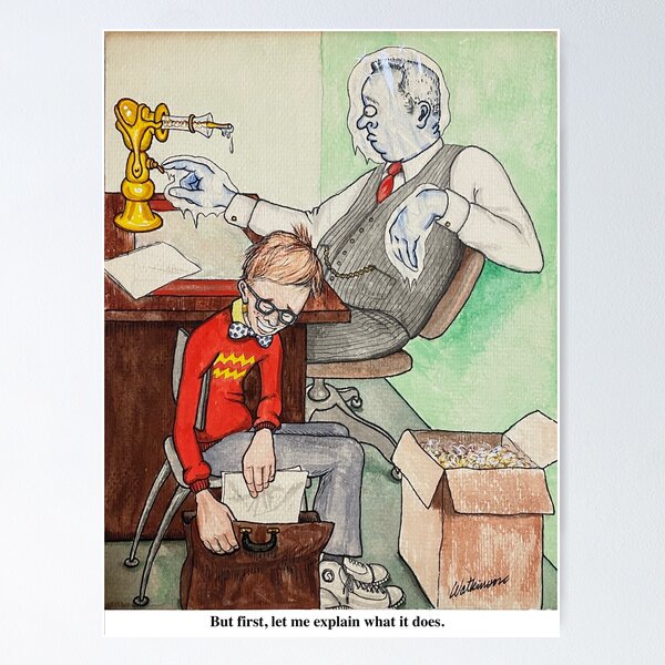 Water Color Cartoon with Caption Poster
