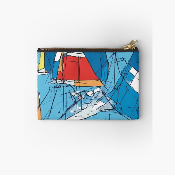 Item preview, Sailboat Illustration in Abstract Blue and Red Accent designed and sold by Nonshape.