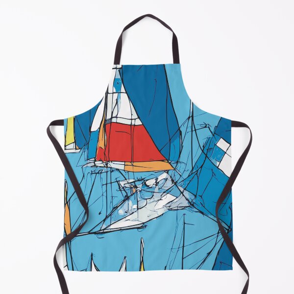 Item preview, Sailboat Illustration in Abstract Blue and Red Accent designed and sold by Nonshape.