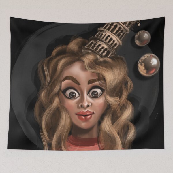 Item preview, Italy girl portrait print with leaning Tower of Piza  designed and sold by cheervinsky.