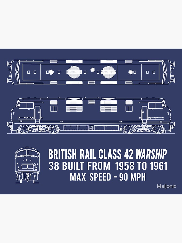 "British Rail Class 42 Warship Blueprint Diagram Gift