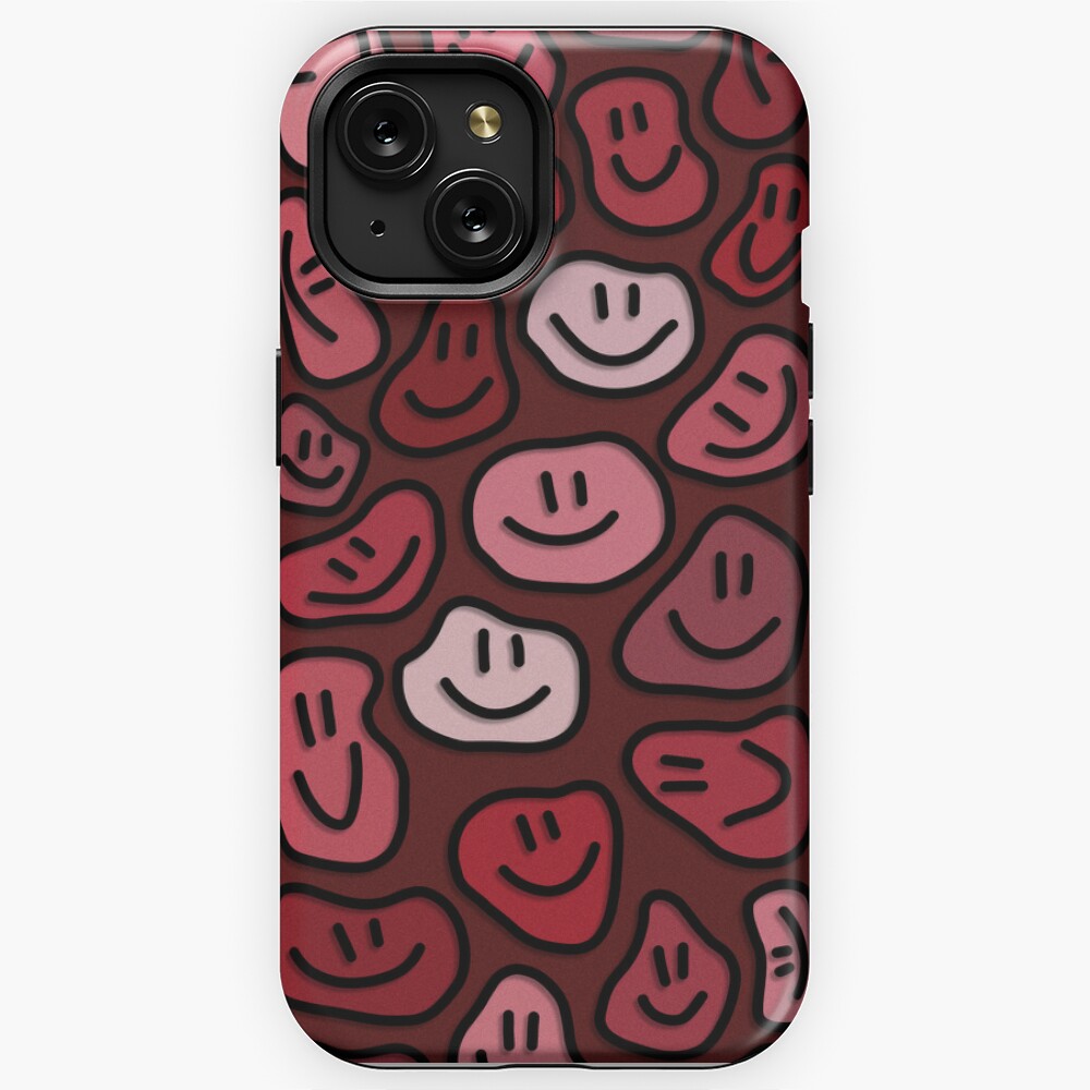 Pink & Red Warped Happy Face Laptop Case, 16 Laptop Case