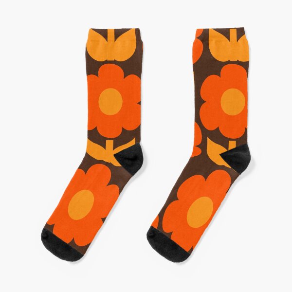 Item preview, Jonnty Flowers Retro Floral Pattern in 70s Brown and Orange  designed and sold by kierkegaard.