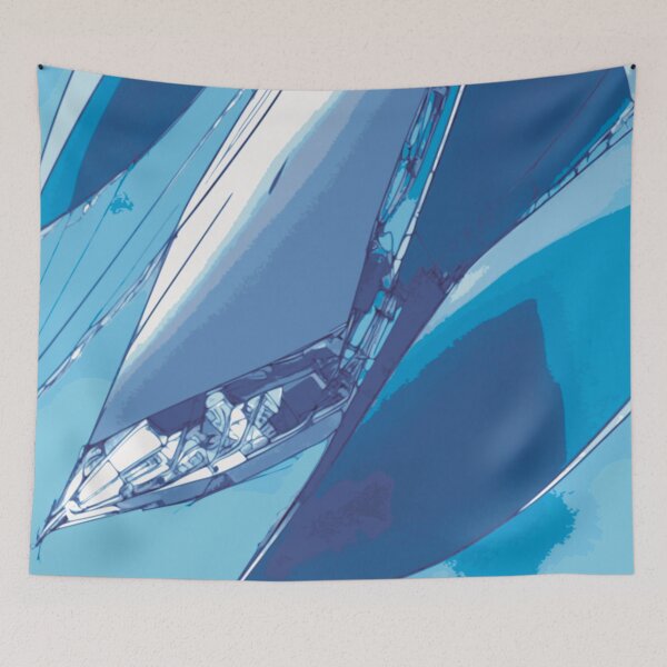 Item preview, Sailboat Sailing Blue Abstract Illustration designed and sold by Nonshape.