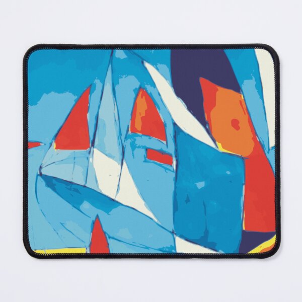 Item preview, Sailboating Abstract Illustration in Indigo Blue with Red Accent designed and sold by Nonshape.