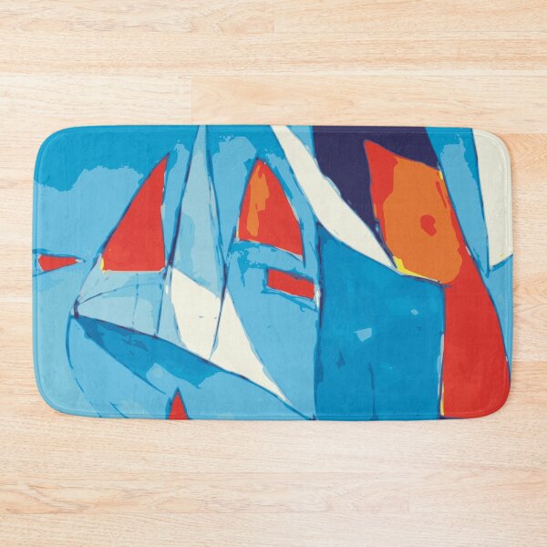 Item preview, Sailboating Abstract Illustration in Indigo Blue with Red Accent designed and sold by Nonshape.