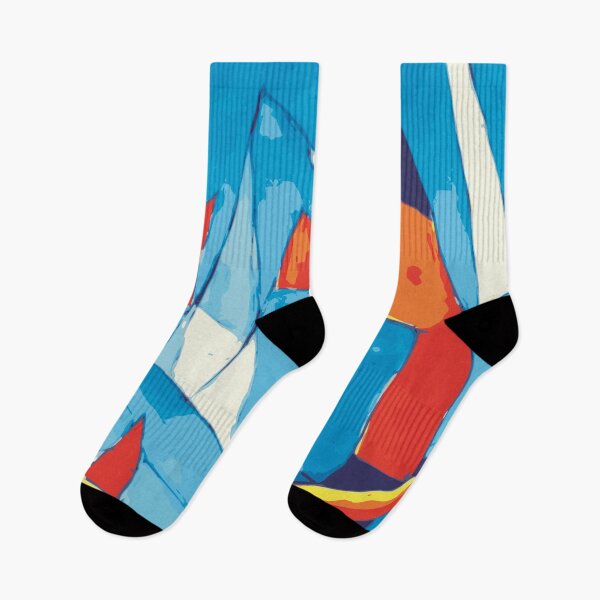 Item preview, Sailboating Abstract Illustration in Indigo Blue with Red Accent designed and sold by Nonshape.