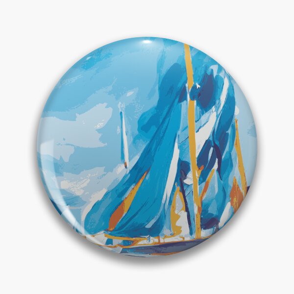 Item preview, Sailboating Painting Abstract Illustration in Indigo Blue with Orange Accent designed and sold by Nonshape.