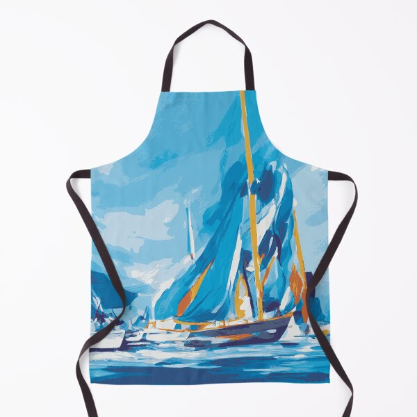 Item preview, Sailboating Painting Abstract Illustration in Indigo Blue with Orange Accent designed and sold by Nonshape.