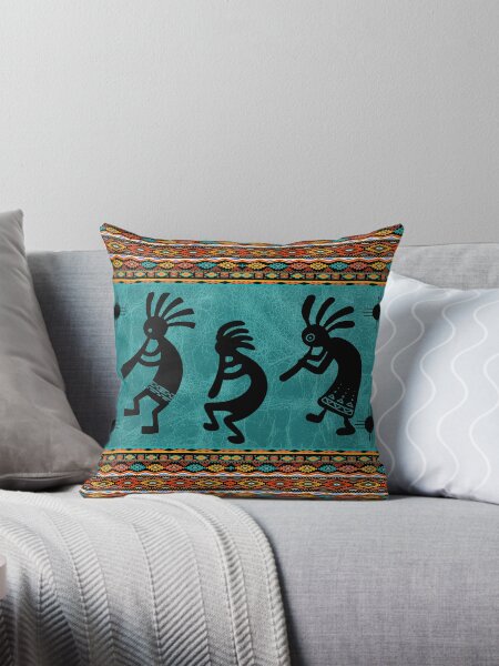 Aperçu de l'œuvre Kokopelli Design avec symbole Tribal Zia - Turquoise Multi Couleurs créée et vendue par handsoftime2020.