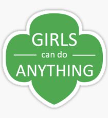 Girls can do anything girl scout trefoil Sticker
