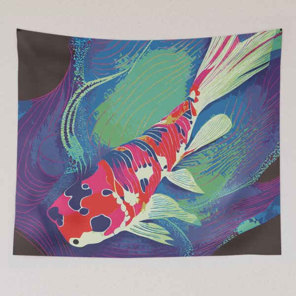 Item preview, Abstract Fancy Koi Fish with Blue Accents designed and sold by Nonshape.
