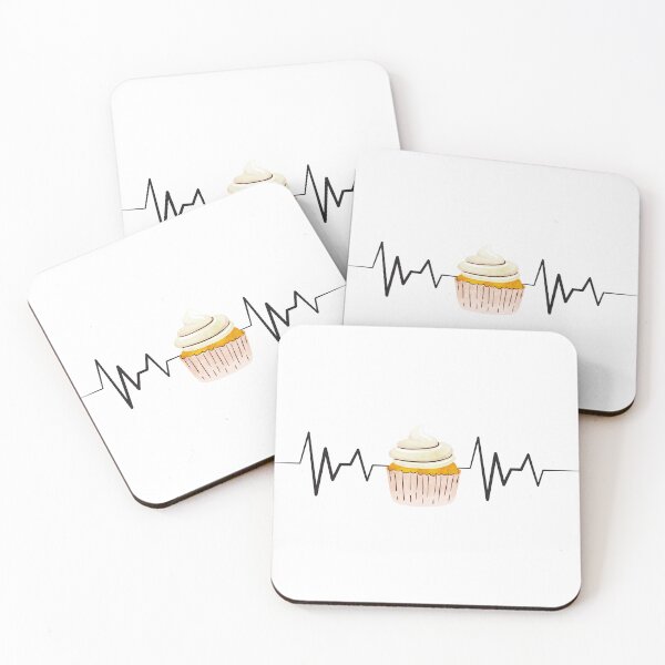 Item preview, Cottagecore Watercolor Cupcake Heartbeat Pulse Heart Line ECG designed and sold by moderncrazeshop.