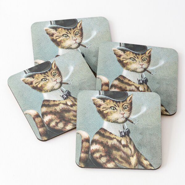 Item preview, Anamorphic Male Cat in Top Hat Fancy Vintage Postcard Print Art designed and sold by darcijj.