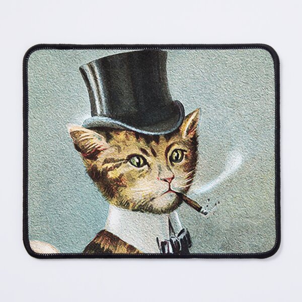 Item preview, Anamorphic Male Cat in Top Hat Fancy Vintage Postcard Print Art designed and sold by darcijj.