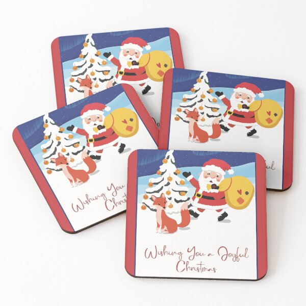 Item preview, Cute wintery landscape with the busy Santa Claus and a red fox in the winternight designed and sold by marina63.