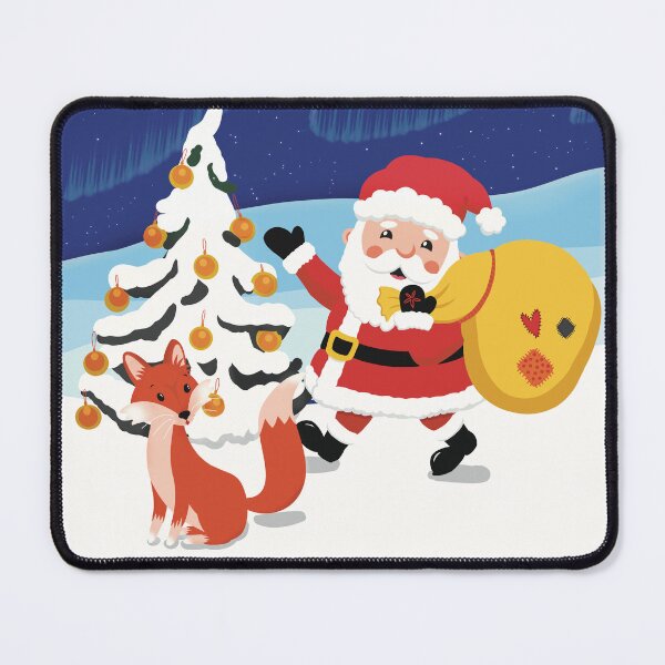 Item preview, Cute wintery landscape with the busy Santa Claus and a red fox in the winternight designed and sold by marina63.