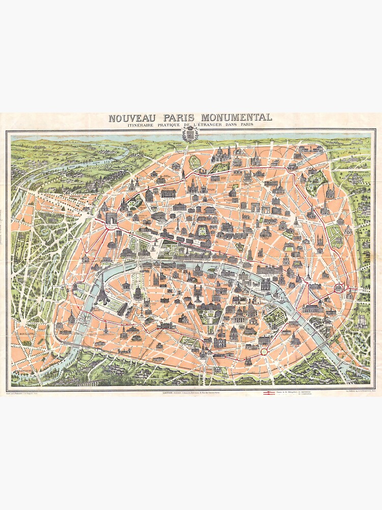 "Pocket Map of Paris Vintage 1900" Sticker for Sale by abbazabba
