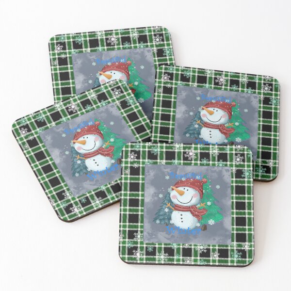 Item preview, Winter Snowman On Green Plaid designed and sold by Jessi-Sketches.