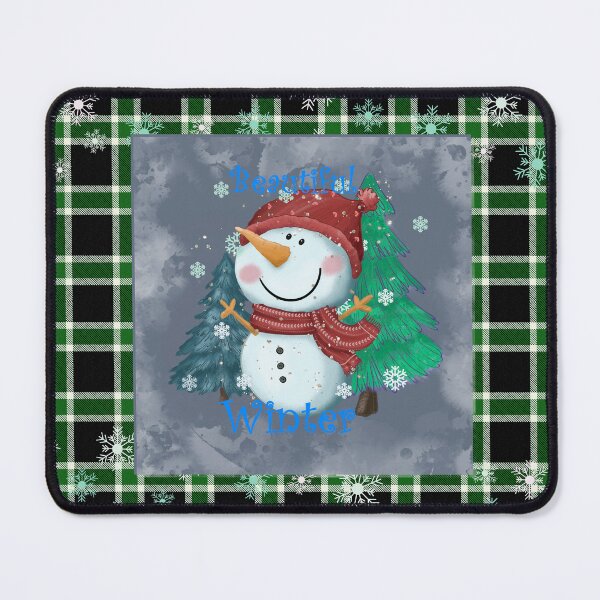 Item preview, Winter Snowman On Green Plaid designed and sold by Jessi-Sketches.