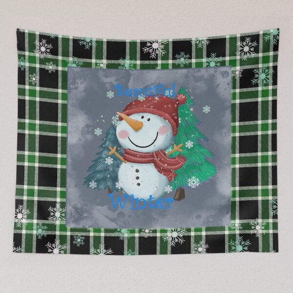 Item preview, Winter Snowman On Green Plaid designed and sold by Jessi-Sketches.