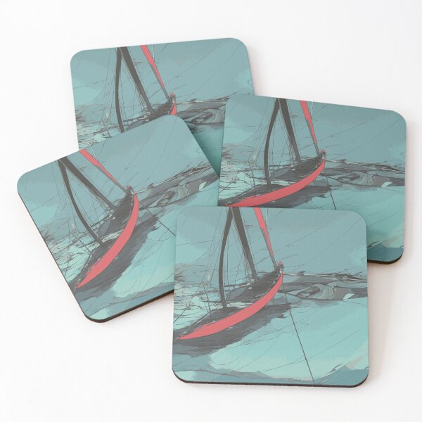 Item preview, Sailboat Sailing Aqua Green Blue Abstract Illustration designed and sold by Nonshape.