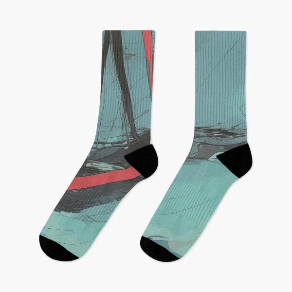Item preview, Sailboat Sailing Aqua Green Blue Abstract Illustration designed and sold by Nonshape.