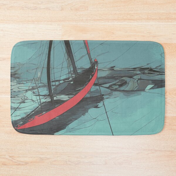 Item preview, Sailboat Sailing Aqua Green Blue Abstract Illustration designed and sold by Nonshape.