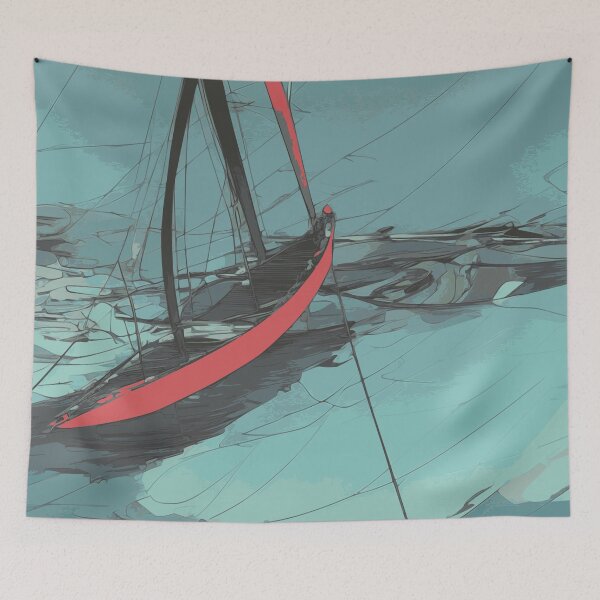 Item preview, Sailboat Sailing Aqua Green Blue Abstract Illustration designed and sold by Nonshape.