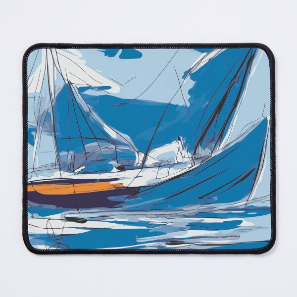 Item preview, Sailboat Sailing Loose Blue Abstract Illustration designed and sold by Nonshape.