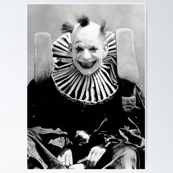Item preview, Creepy Clown, Black and White Vintage Art designed and sold by vintagevivian.