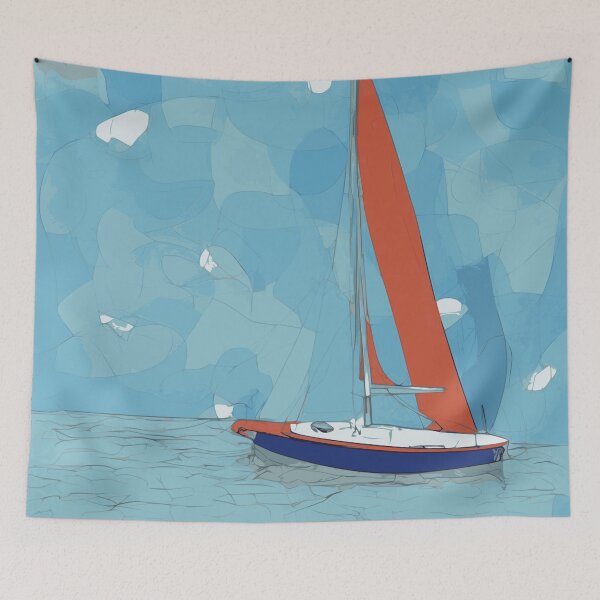 Item preview, Sailboat Sailing Alone Abstract Illustration designed and sold by Nonshape.