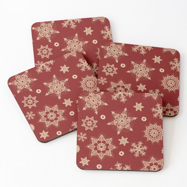Item preview, Christmas red and gold snow pattern. Hand-drawn boho snowflakes trendy pattern. designed and sold by ChrisiMM.