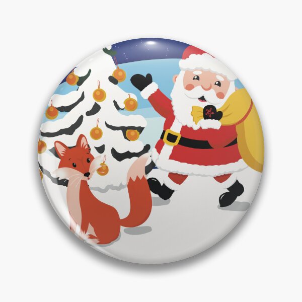 Item preview, Cute wintery landscape with the busy Santa Claus and a red fox in the winternight designed and sold by marina63.