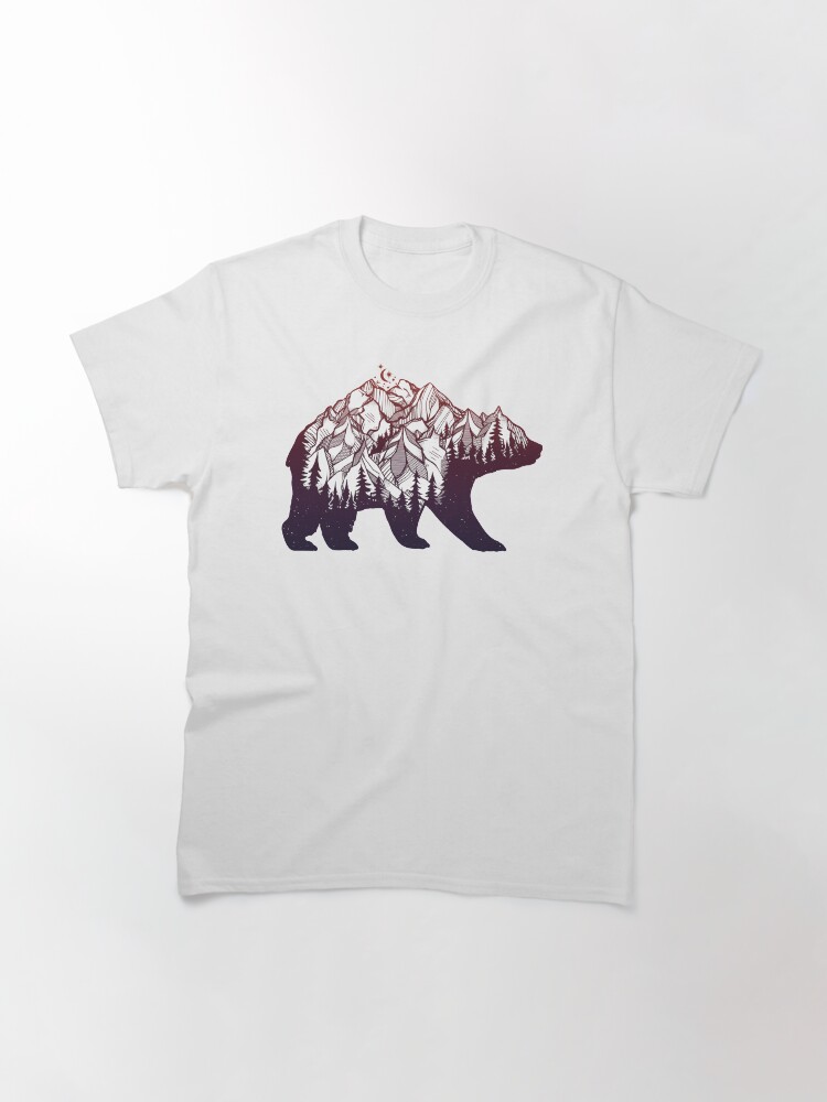 Alternate view of Bear with Mountains Landscape, Moon and Stars Classic T-Shirt