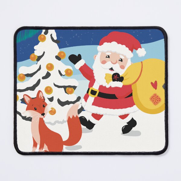 Item preview, Cute wintery landscape with a busy Santa Claus and a fox in the aurora borealis of the winternight designed and sold by marina63.