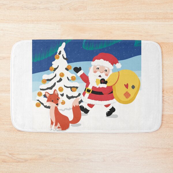 Item preview, Cute wintery landscape with a busy Santa Claus and a fox in the aurora borealis of the winternight designed and sold by marina63.