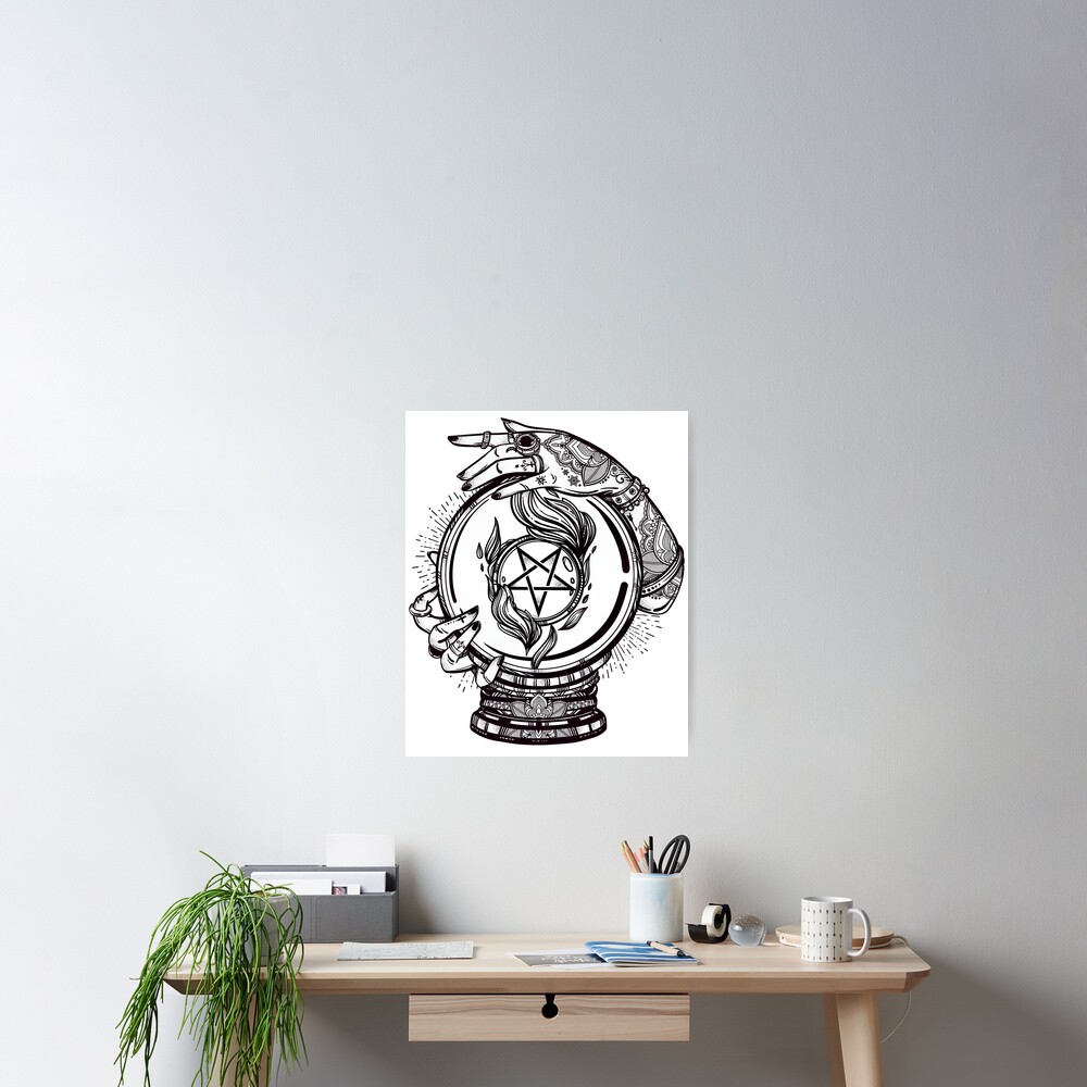 Psychic Reader with Crystal Ball and the Sigil of Baphomet Poster