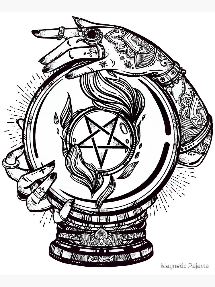 Psychic Reader with Crystal Ball and the Sigil of Baphomet by MagneticMama
