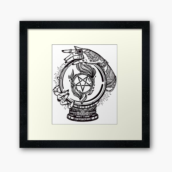 Psychic Reader with Crystal Ball and the Sigil of Baphomet Framed Art Print