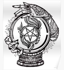 Psychic Reader with Crystal Ball and the Sigil of Baphomet Poster